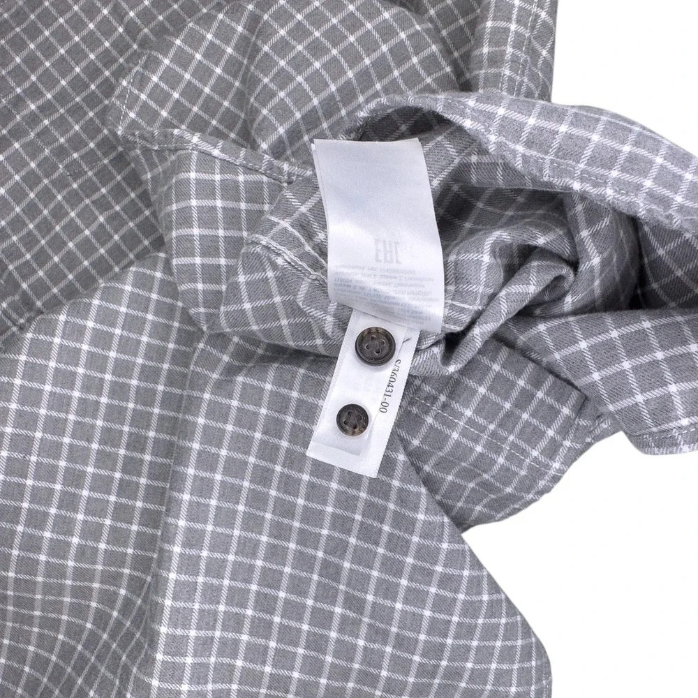 Banana Republic Luxe Flannel Slim Fit Cotton Gray LS Button Up Shirt Men's‎ XL